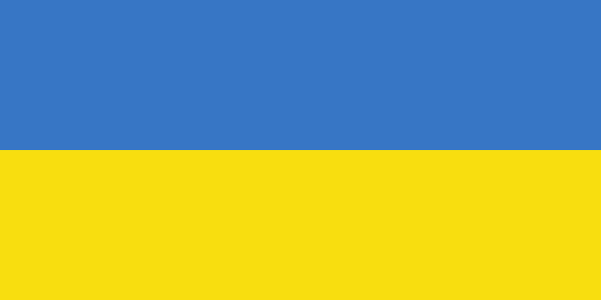 Illustration som visar ukrainska flaggan. Flaggan är blå och gul.