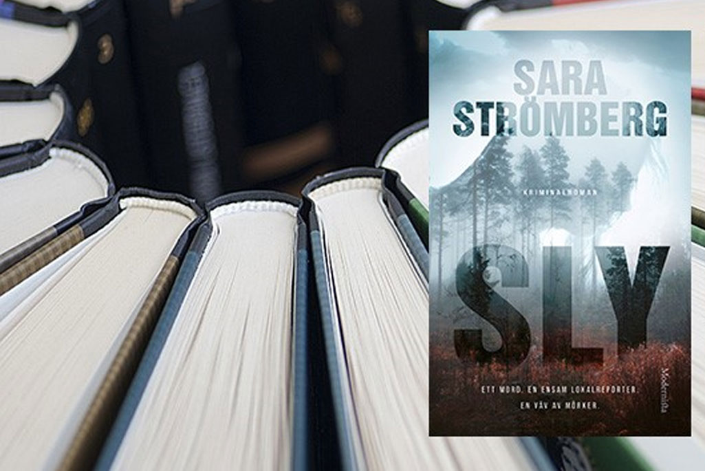 En bokcirkel med boken "SLY" av Sara Strömberg.