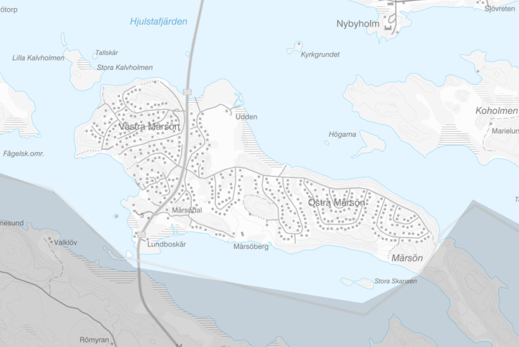 Kartbild som visar Märsön.