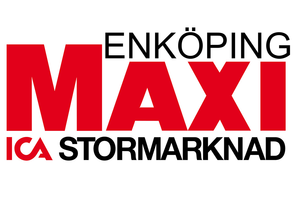 En logotyp där det står Enköping Ica Maxi stormarknad.