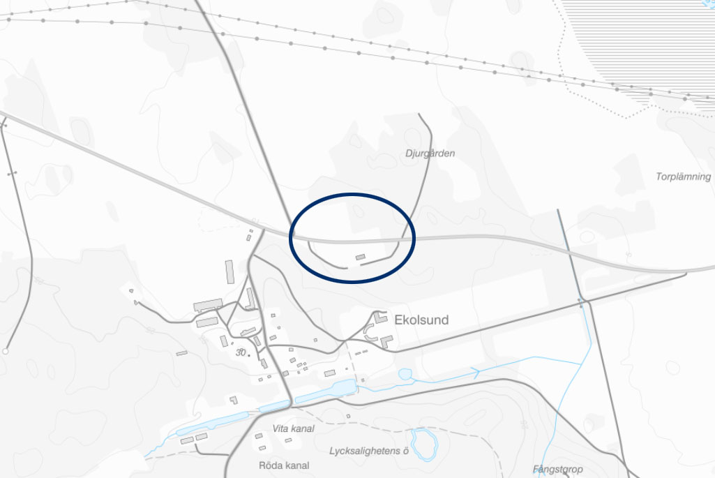 Karta som visar del av Ekolsund, bild.